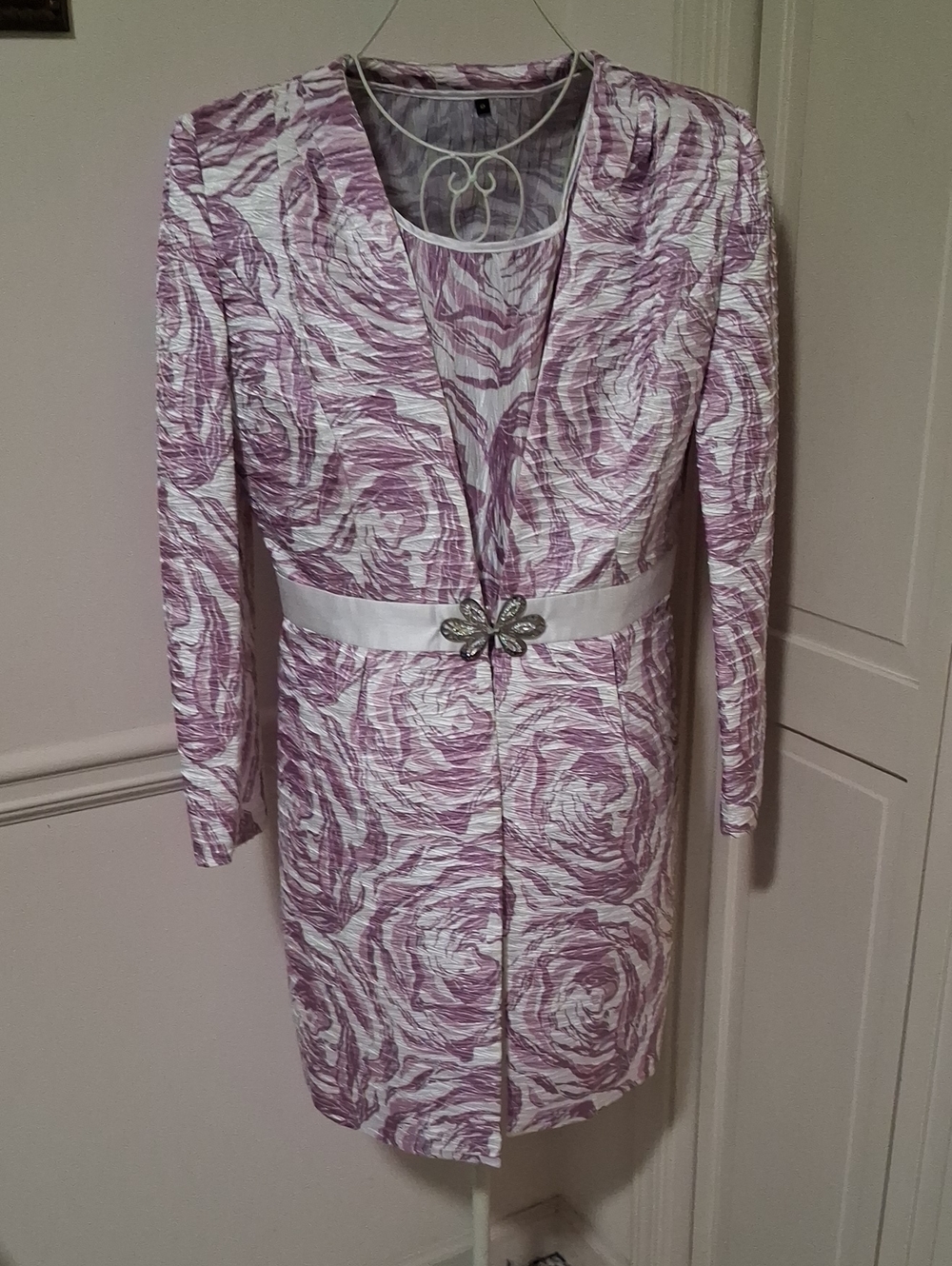 Giovanna Signature Elegant Lavender & White Women's Coat & Vest